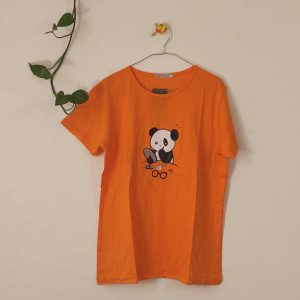 تیشرت زنانه پنبه ترک پاندا-نارنجی
