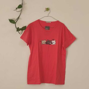 تیشرت زنانه پنبه ترک گربه-گل‌بهی