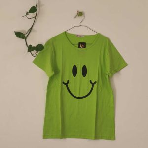 تیشرت زنانه پنبه ترک لبخند-سبز