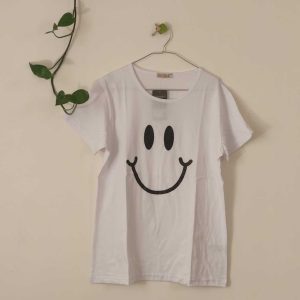 تیشرت زنانه پنبه ترک لبخند-سفید