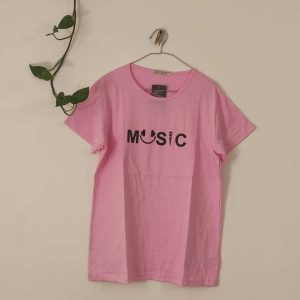 تیشرت زنانه پنبه ترک music-صورتی کم رنگ