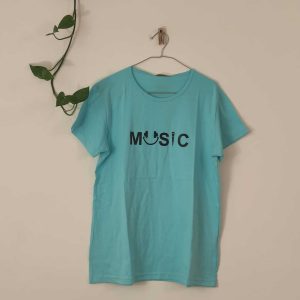 تیشرت زنانه پنبه ترک music-فیروزه ای