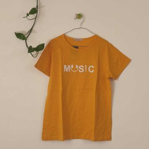 تیشرت زنانه پنبه ترک music-نارنجی