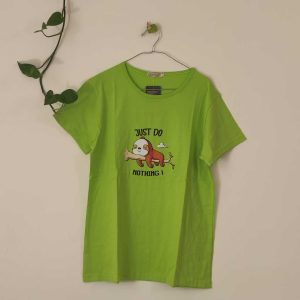 تیشرت زنانه پنبه ترک Just Do Nothing-سبز