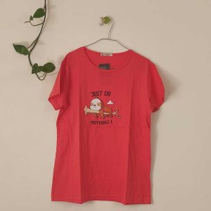 تیشرت زنانه پنبه ترک Just Do Nothing-گل‌بهی