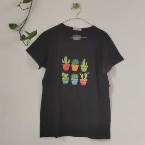 تیشرت زنانه پنبه ترک کاکتوس-مشکی