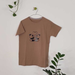 تیشرت زنانه پنبه پاندا 2-قهوه ای,کرم,نسکافه ای