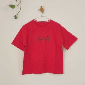 تیشرت زنانه پنبه لاو-قرمز