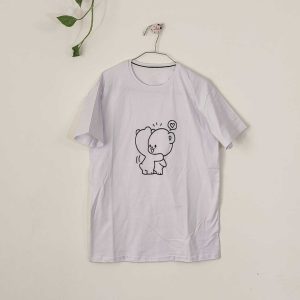 تیشرت زنانه پنبه خرس 1 سایز بزرگ-سفید