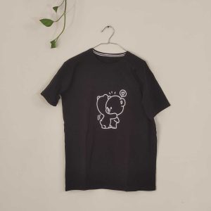 تیشرت زنانه پنبه خرس 1 سایز بزرگ-مشکی