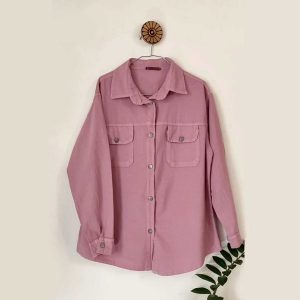 شومیز اسپرت لینن-صورتی کم رنگ