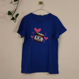 تیشرت زنانه پنبه ترک-آبی تیره