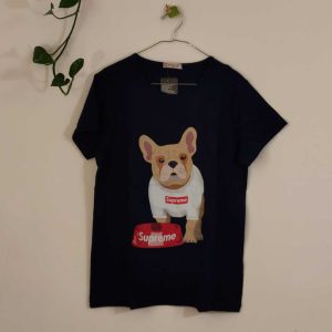 تیشرت زنانه پنبه ترک-سرمه ای