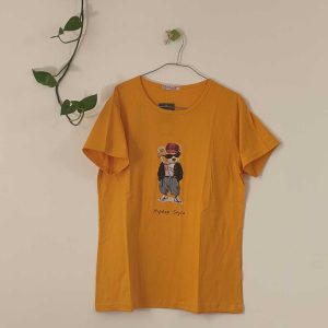 تیشرت زنانه پنبه ترک-نارنجی