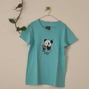 تیشرت زنانه پنبه ترک پاندا-فیروزه ای