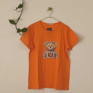 تیشرت زنانه پنبه ترک خرس-نارنجی