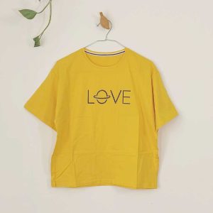 تیشرت زنانه پنبه لاو-زرد