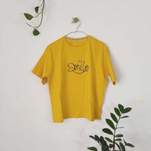 تیشرت زنانه پنبه اسمایل-زرد