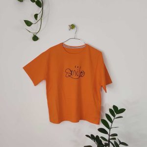 تیشرت زنانه پنبه اسمایل-نارنجی