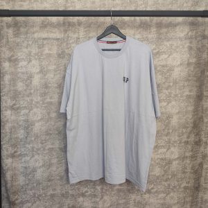 تیشرت مردانه یقه گرد پنبه قواره دار 5XL - طوسی روشن