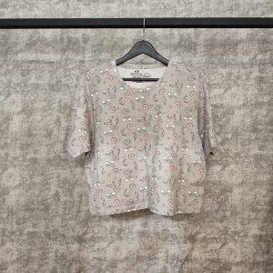 تیشرت زنانه باکسی پنبه یقه گرد H&M - طوسی