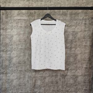 تاپ یقه گرد طرح برجسته پنبه INEY - سفید