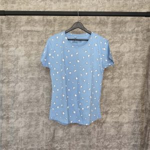 تیشرت زنانه یقه گرد پنبه H&M - آبی
