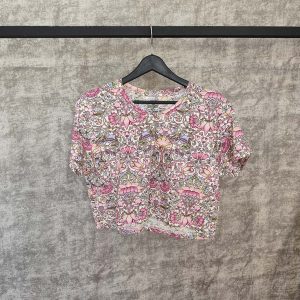 تیشرت زنانه پنبه یقه گرد طرح اسلیمی H&M - طرح دار