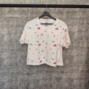 تیشرت باکسی زنانه پنبه یقه گرد H&M - صورتی کم رنگ