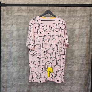 تیشرت زنانه یقه گرد پنبه لانگ NR - صورتی کم رنگ