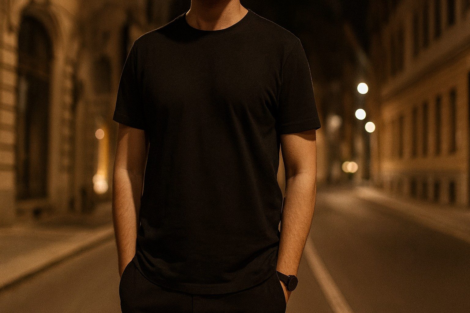 تیشرت-مردانه-مشکی-برای-استایل-شبانه-و-مینیمال